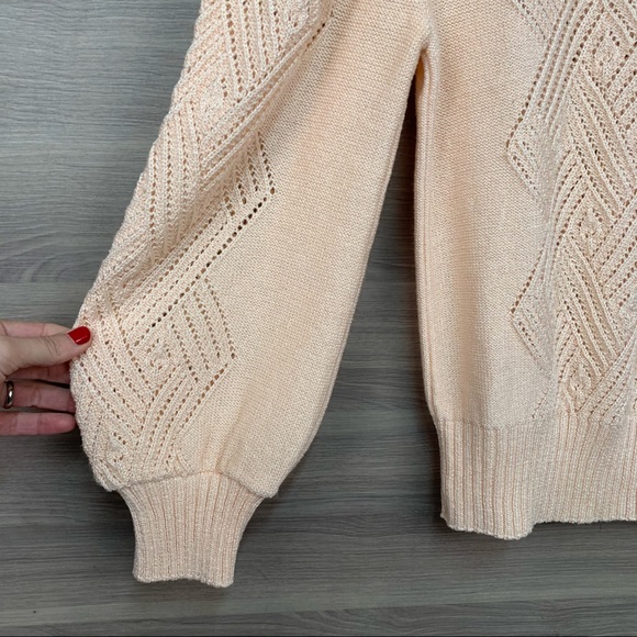 Savion Vintage Peach Puff Sleeve Knit Sweater S - Picture 7 of 7